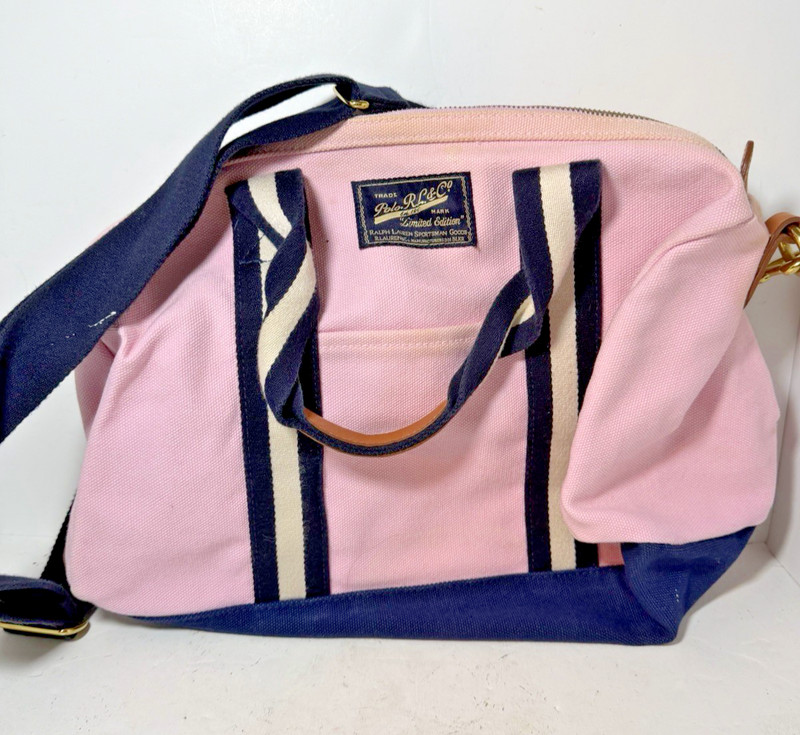 Polo Ralph Lauren Sportsman Pink Duffel Bag Weekender Limited Edition Canvas