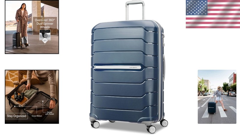 Durable 28-Inch Expandable Hardshell Luggage - Navy with Smooth 360° Wheels gallery