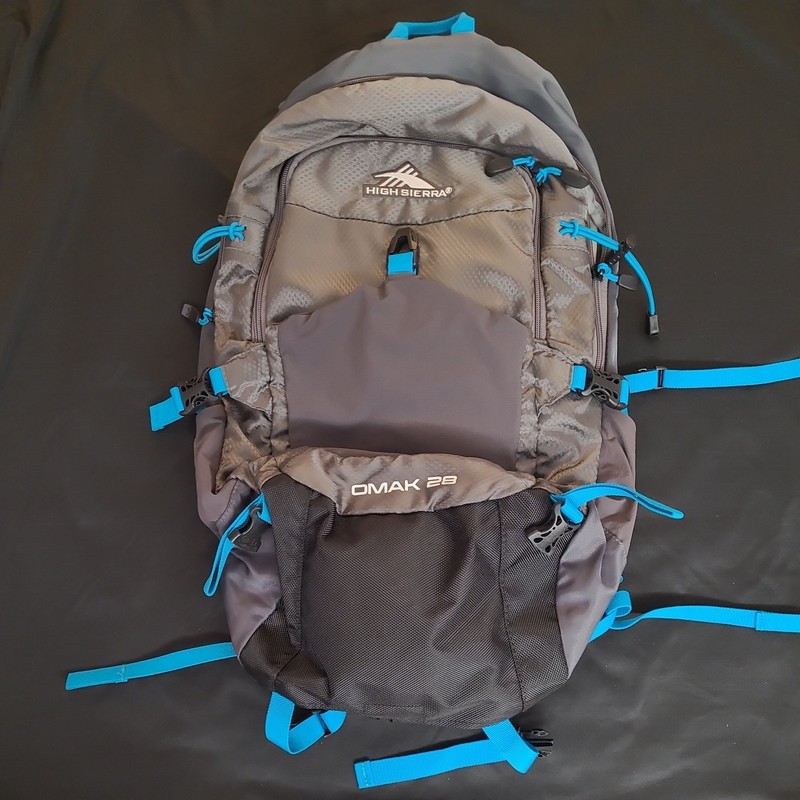 High Sierra Omak 28 Front Load Frame Pack Hiking Camping Gray Blue