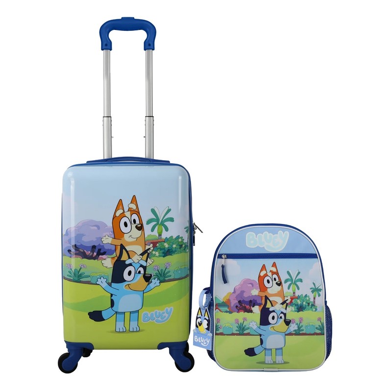 New Kid’s Licensed 2 Pc Luggage Set, Choice Bluey/Spiderman/Stitch 12”Wx8″Dx8″H