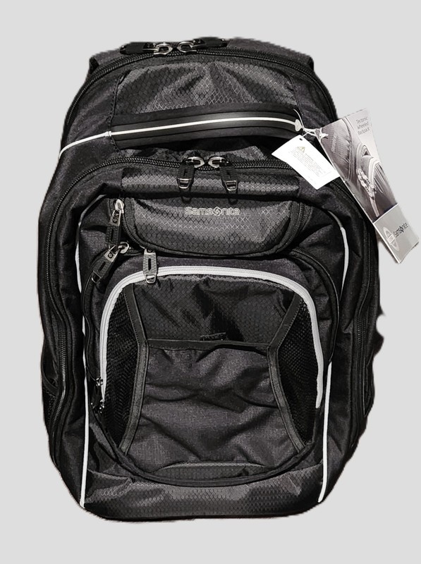 Samsonite Tectonic Wheeled Carry On Telescopic Ripstop Black Backpack Luggage 21