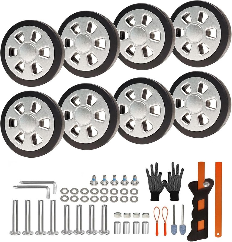 Luggage Wheels Replacement Set 8PCS 60mm Suitcase Wheel TPU Rubber Spinner Ro...