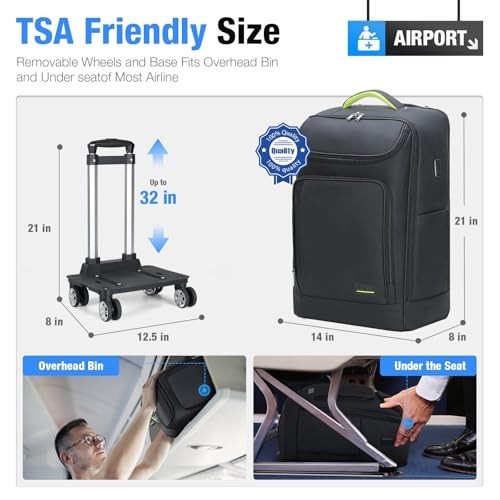 Waterproof 18" Rolling Backpack with 360° Wheels, Airline Approved for Laptops, gallery