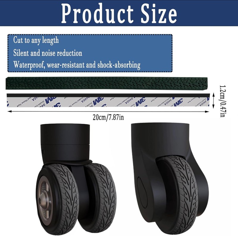 Luggage Wheel Covers Protector 8 Pcs Silent Noise Black gallery