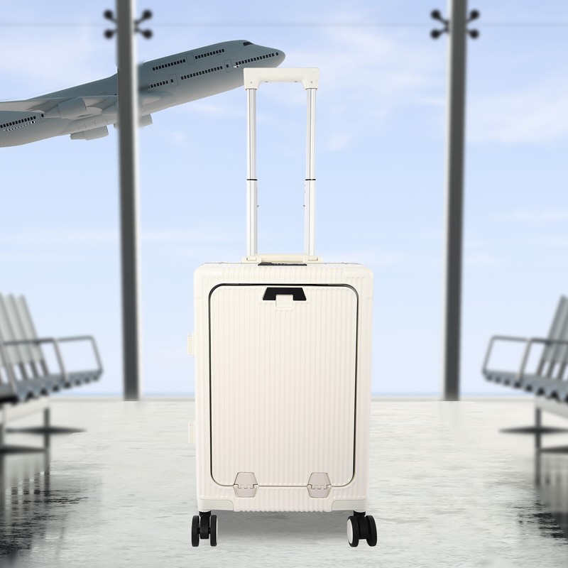 20″ Front Opening Suitcase Boarding Suitcase Luggage USB Charging Port &Cup Hold