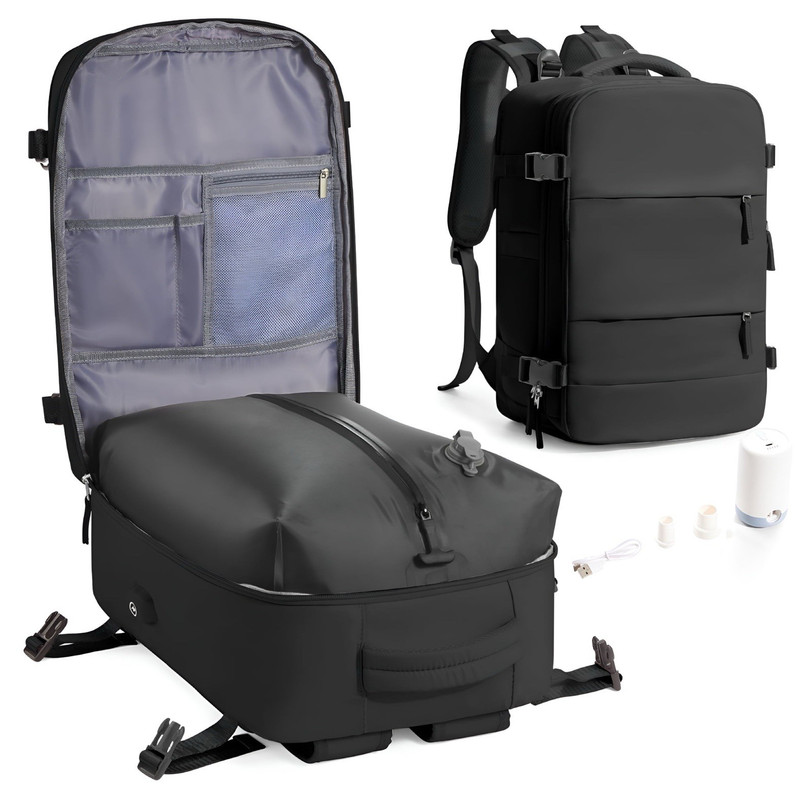 Vacuum Travel Backpack, Solid Polyester, Adjustable Straps, Unisex Adult