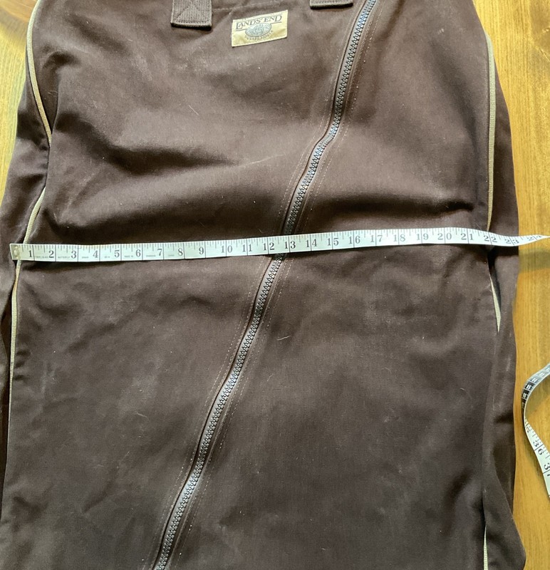 Land's End Square Rigger Garment Carrier/Zip Up Bag 38"x 22” Brown Canvas EUC gallery