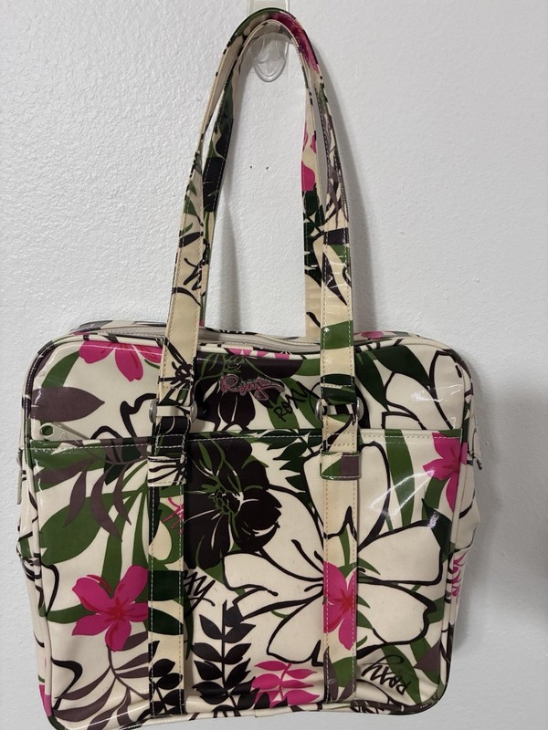 Vintage Y2K Roxy Luggage Weekend Bag Purse Handbag Carry On Aloha Floral Cream