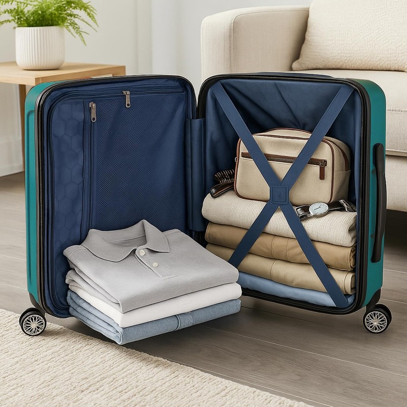 Dejuno Beaumont Lightweight Hardside Expandable Spinner Luggage, Teal, Carry-On gallery