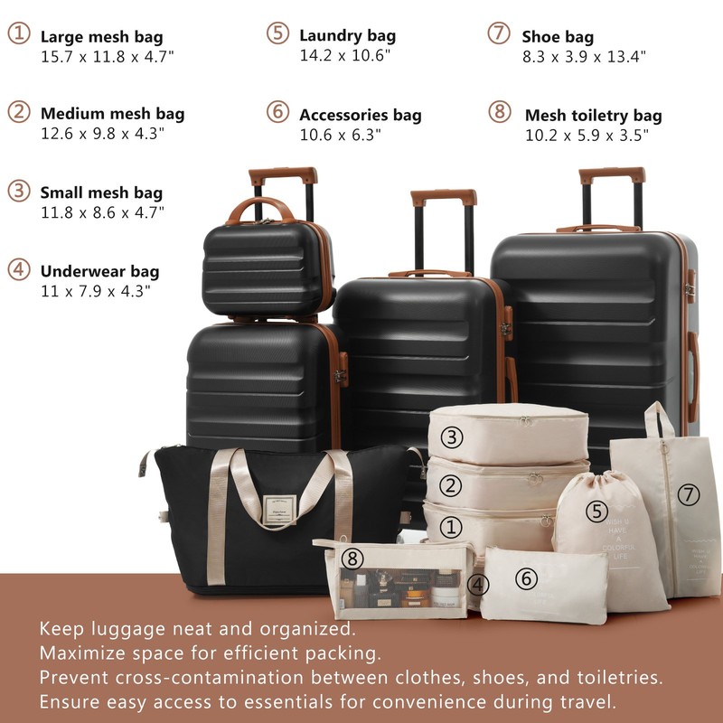 Hardshell ABS Luggage Set Durable Carry-On Suitcases Check-In Sizes for Travel gallery