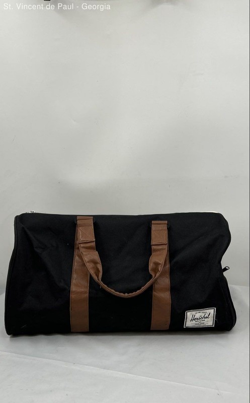 Herschel Novel Duffle Bag Black w/ Synthetic Leather Handles Weekender 20x12x12″