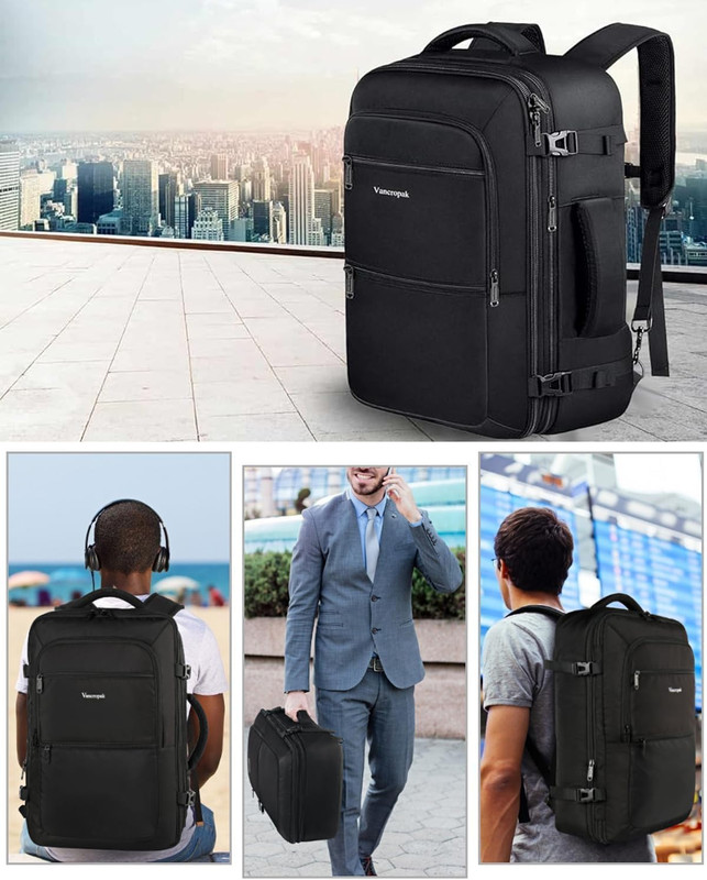Carry on Backpack, 40L Expandable Extra Large Travel Backpack, Flight Approved W gallery