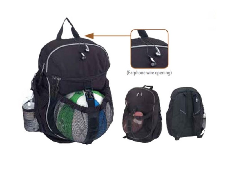 Backpack Rucksack Bag With Ball Pocket School Gym Work Travel Luggage Carry On