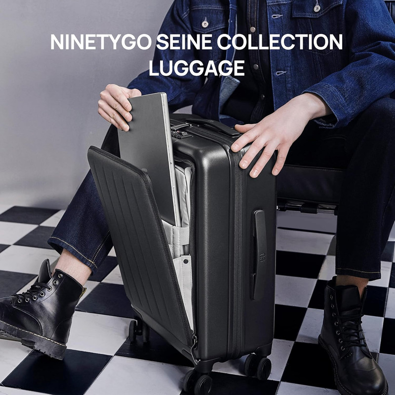 22" Expandable Carry-On Luggage with Front Pocket & Double Spinner Wheels gallery