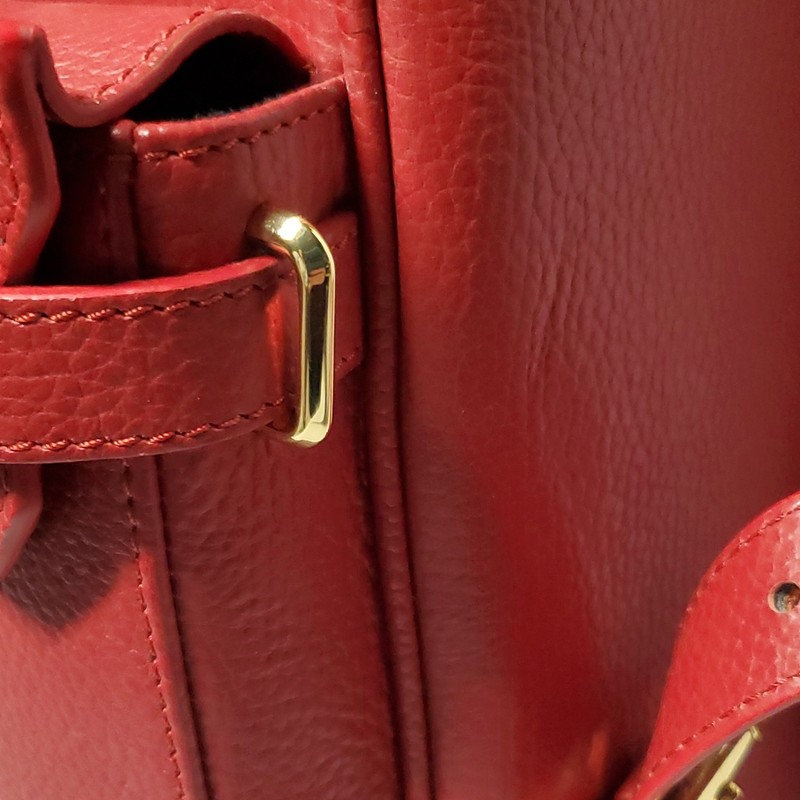 Authentic BUSCEMI Red Pebbled PHD Armaranto Backpack Gold Hardware Zip Padlock gallery