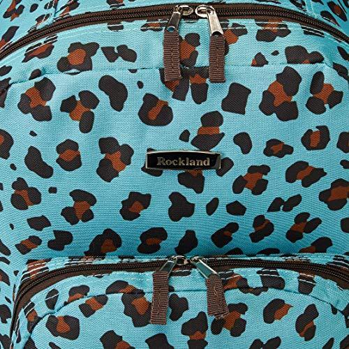 Rockland Double Handle Rolling Backpack, Blue Leopard, 17-Inch gallery