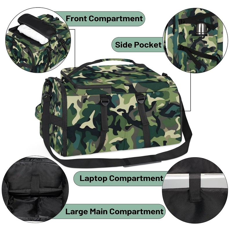 Gym Bag Shoe Compartment Duffle Backpack Travel Hiking Camouflage 1 PCS gallery