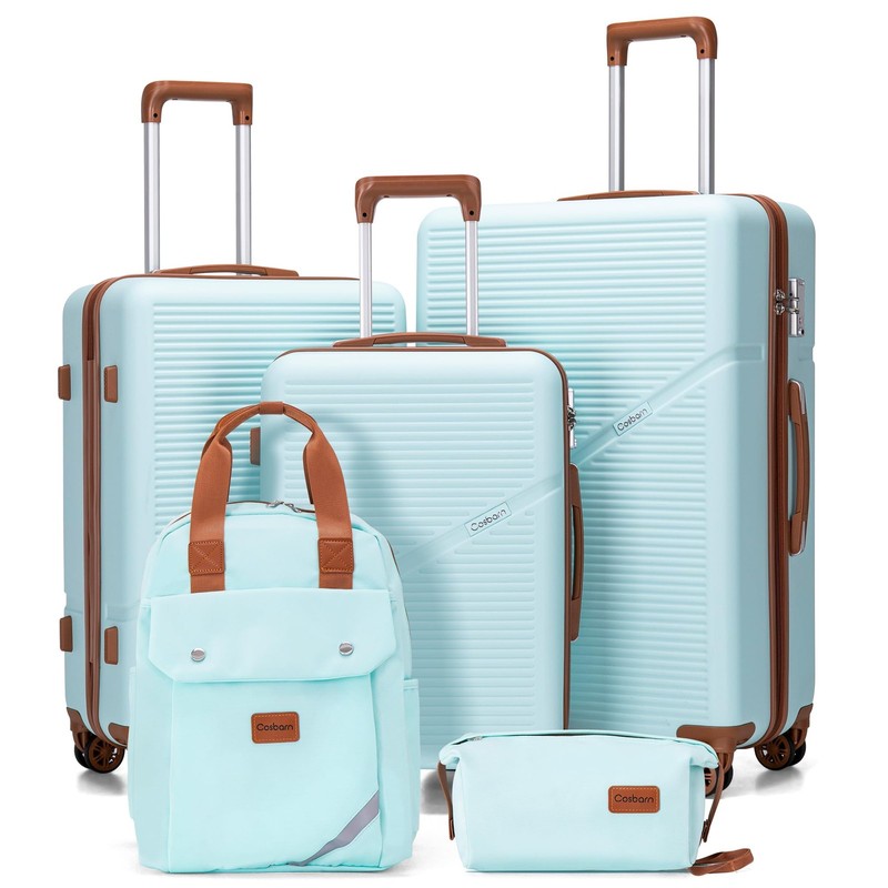 Cosbarn Luggage Sets 5 Piece Suitcases with Wheels, Suitcase Set ABS Hard Cas…