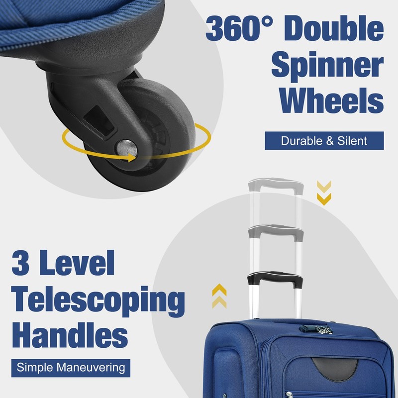 Softside Luggage Expandable 3 Piece Set Suitcase with Duffel Bag Toiletry Bag gallery