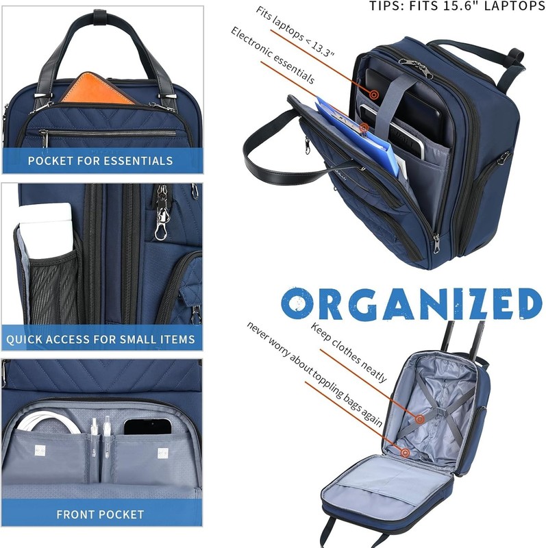 Stylish Multi-Functional 16-Inch Underseat Suitcase for Effortless Travel - Navy gallery