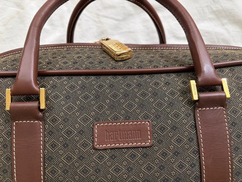 Hartmann Wings Jacquard Diamond Pattern 20" Leather Shoulder Bag Weekend Bag gallery