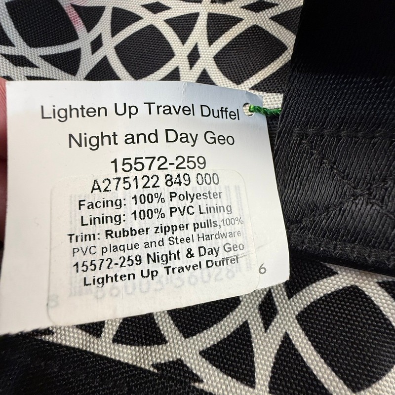 Vera Bradley Lighten Up Travel Duffel, Black White Geo, NWT Shoulder Strap, Zip gallery