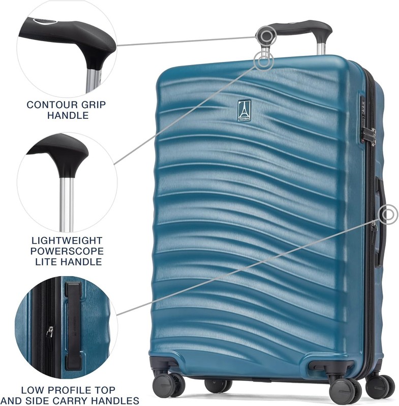 Durable 25-Inch Teal Hard Shell Checked Luggage with Scratch Resistant Finish gallery