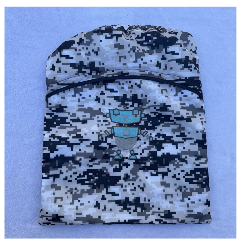 Thirty-One Large Cinch Sac Drawstring Backpack Digital Camo Robot Gym Travel Bag