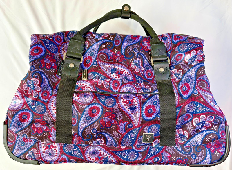 Ricardo Beverly Hills Purple Paisley Rolling Duffel Bag Carry-On Travel