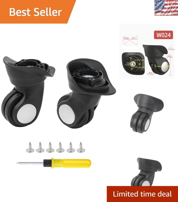 Effortless Replacement Caster Wheel Set for Luggage – Black, Lightweight Design