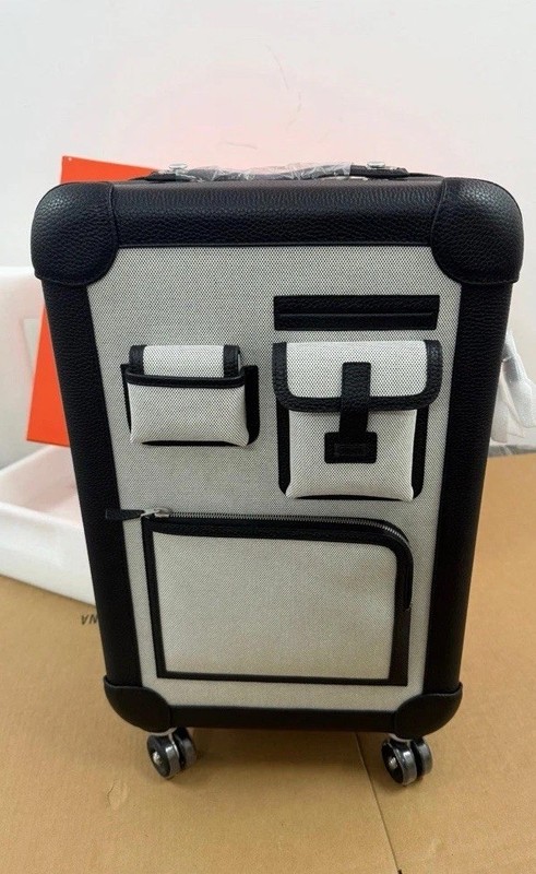 Hermès Valise R.M.S Cargo Carry-On Suitcase – Black Canvas Leather PHW