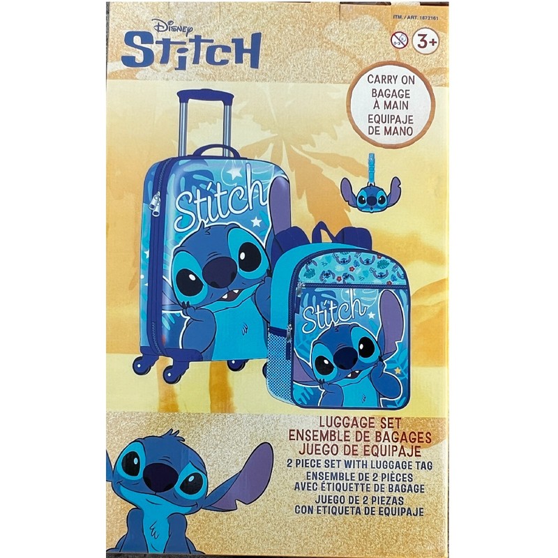 1872161 Kid’s Licensed 2 Pc Luggage Set, Choice Bluey, Stitch, Spiderman,12x8x8″