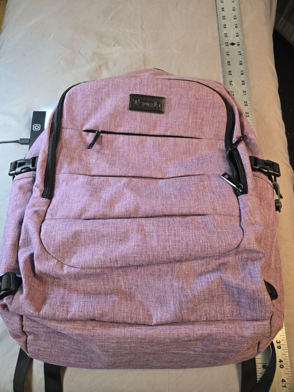 TZOWLA Purple Backpack Polyester USB Charging Port Combination Lock Unisex 17"