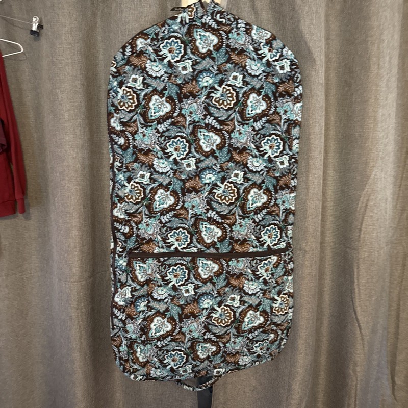 Vera Bradley Java Blue Quilted Floral Hanging Garment Travel Bag Retired New