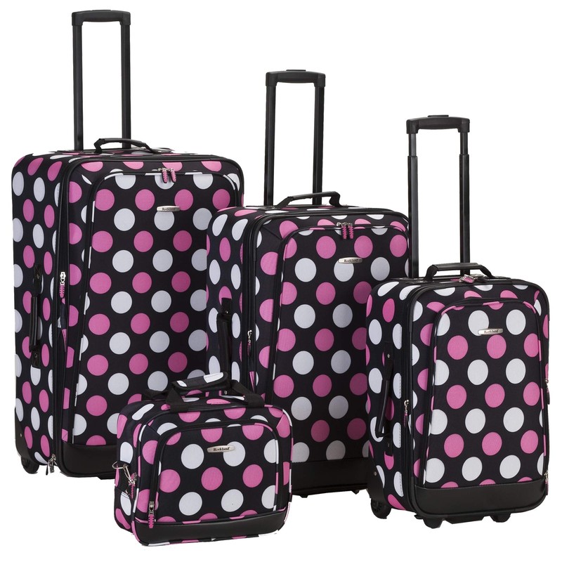 Escape 4-Piece Softside Upright Luggage Set Telescoping Handles Multi/Pink Do...