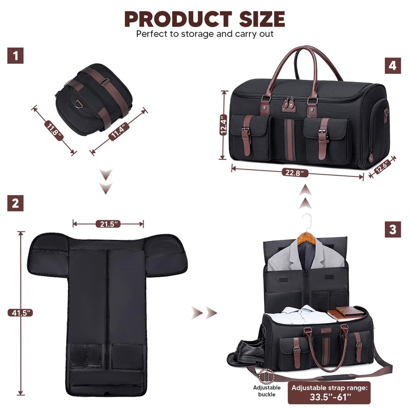 Carry on Garment Bag for Travel, Convertible Garment Duffle Bags for Men Wome... gallery