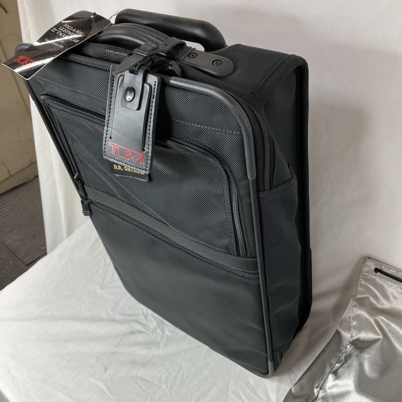 Tumi Style 2222 Fold-A-Way 22” Carry On Rolling Luggage Black Nylon Monogrammed gallery