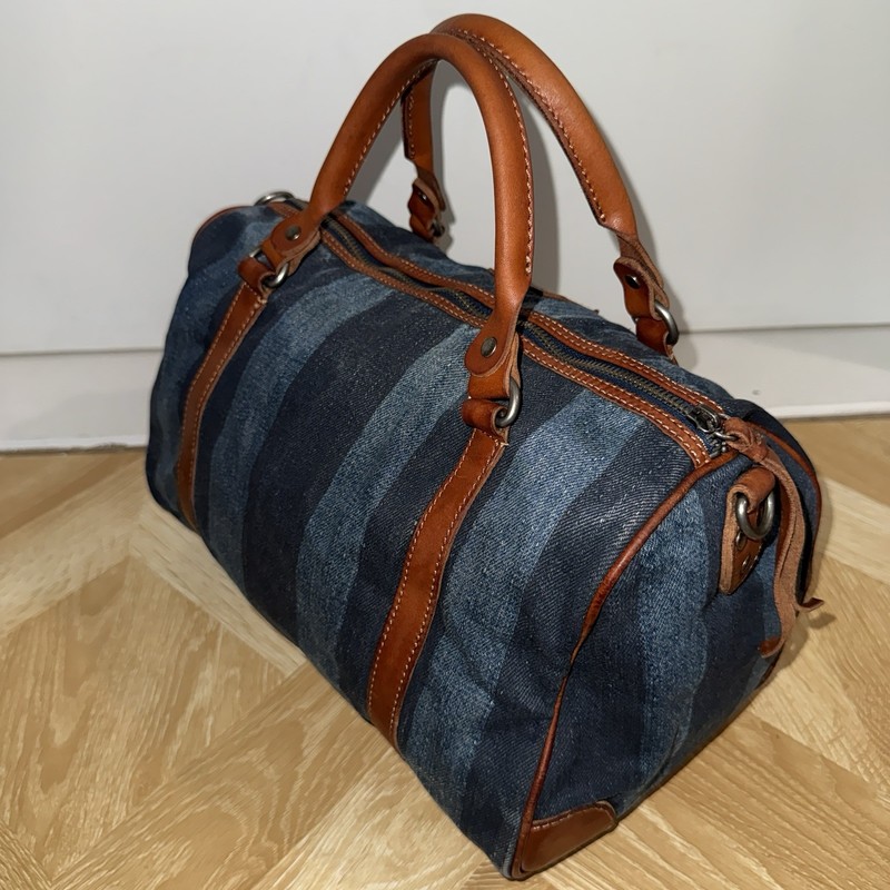 Rugby Polo Ralph Lauren Striped Denim Leather Mini Duffle Bag gallery