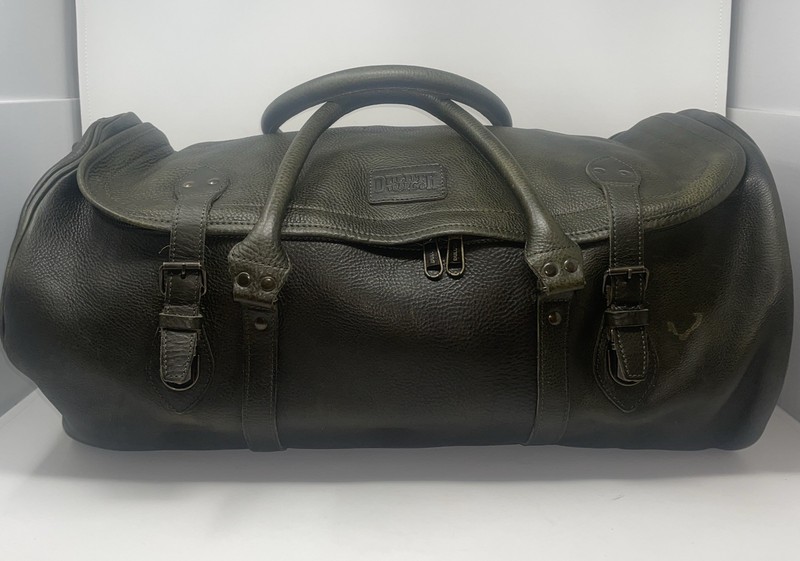 Duluth Trading Large Pebble Grain Lifetime Leather Duffle Bag Hunter Green EUC