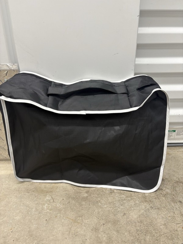 15″ Black Nylon Mesh Panel Accessory Travel Bag White Piping Zipper Handle
