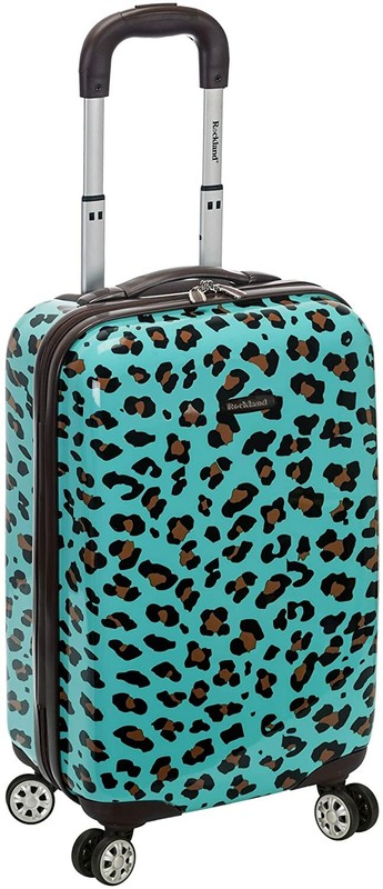 Hardside Carry On 20 Inch Blue Leopard Design Rolling with Handle Flight Luggage