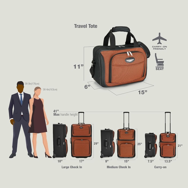 Travel Select 4 Piece Expandable Softside Luggage Set Carry On Tote Bag Burgundy gallery