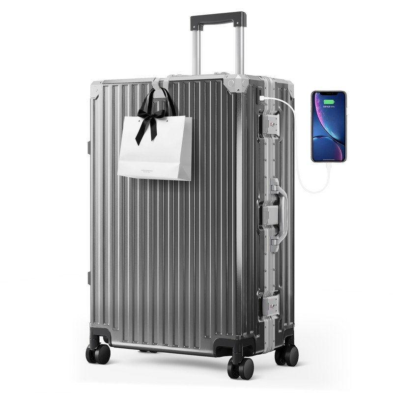 Aluminum Framed Travel Suitcase Carry-On Luggage w/ USB Port TSA Lock Hard Shell gallery