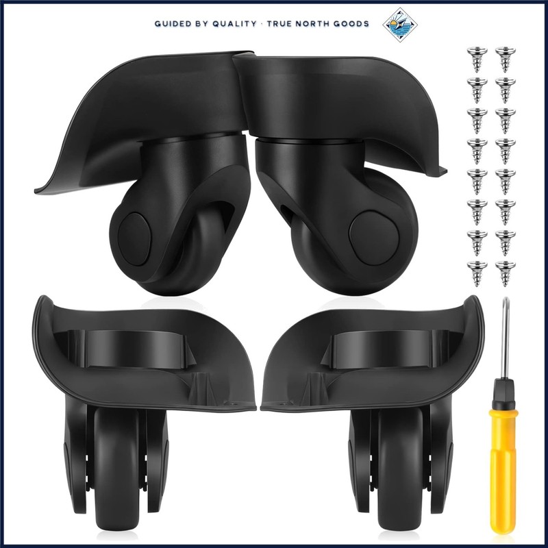 Large Luggage Wheel Replacement Set for Hard Suitcases with Mounting Hardware