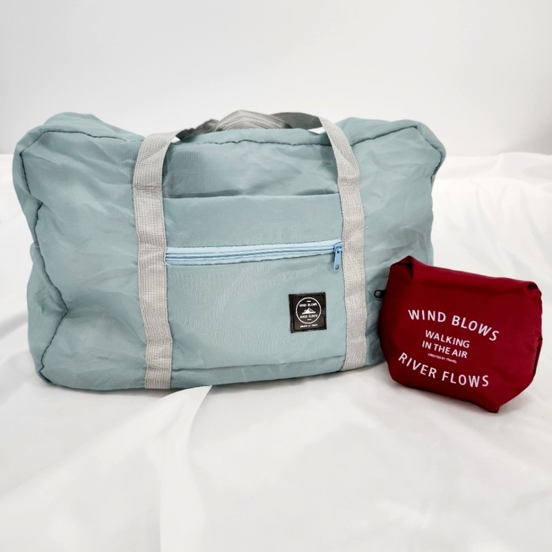 Packable Ripstop Duffle Bags Bundle Lot of 2 Light Blue Maroon Travel 18 X 12