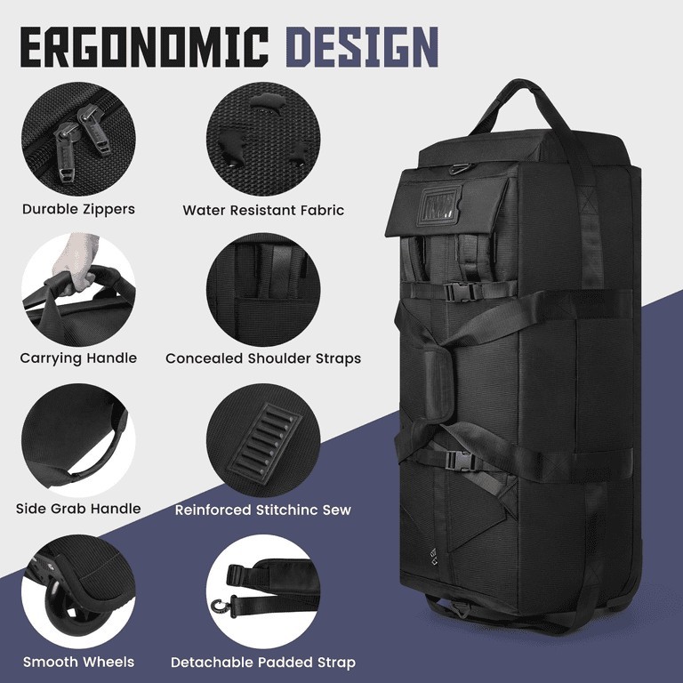 CshidWorld 34-Inch Foldable Rolling Duffle Bag, 90L Water-Resistant Multi-Use... gallery