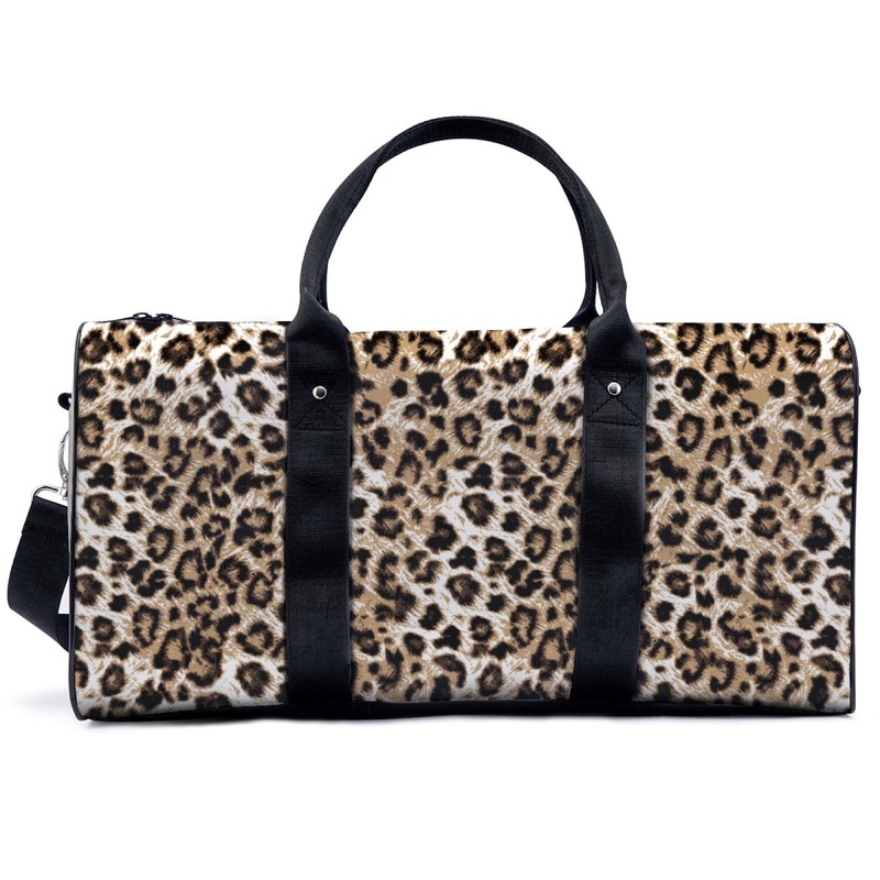 Large Capacity Travel Duffle Bag Classic Leopard Pattern Weekender Gym Bag