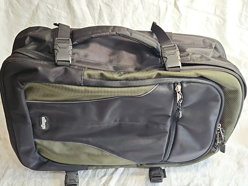 eBags Convertible Travel Backpack eTech Weekender Carry On 22x14x7 Green Black gallery