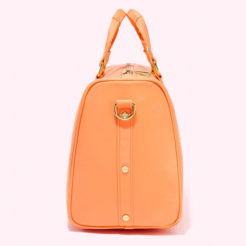 $178 NEW STONEY CLOVER MINI DUFFLE BAG Peach Orange Coral Strap Gold Zip . gallery
