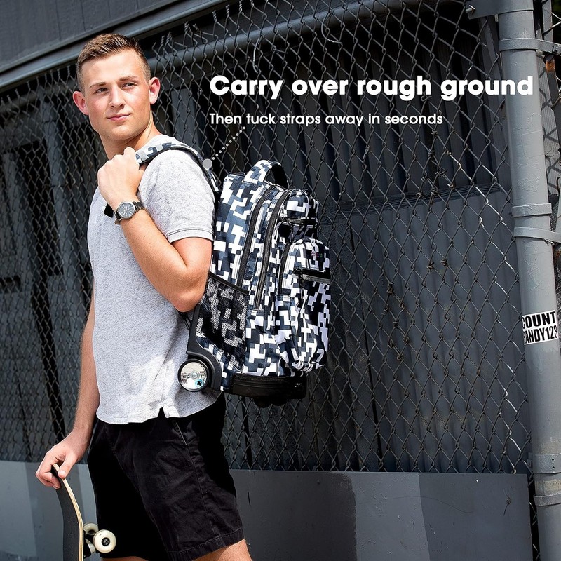 Durable J World 20 Inch Roller Backpack with Laptop Compartment - Vintage Rose gallery